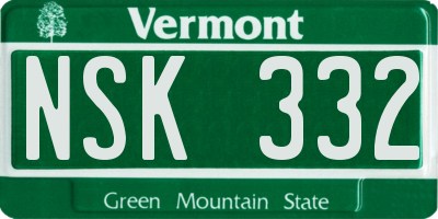 VT license plate NSK332