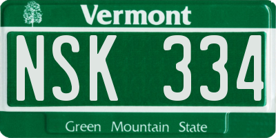 VT license plate NSK334