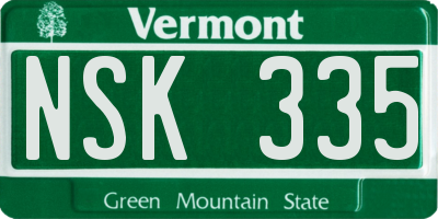 VT license plate NSK335