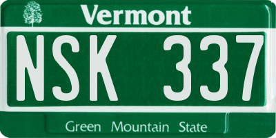 VT license plate NSK337