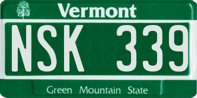 VT license plate NSK339