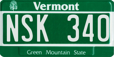 VT license plate NSK340