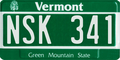 VT license plate NSK341