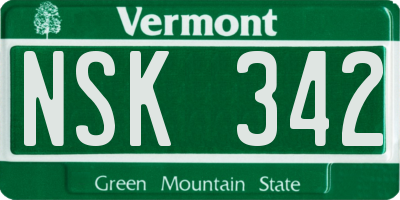VT license plate NSK342
