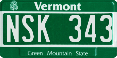 VT license plate NSK343