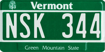VT license plate NSK344