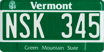 VT license plate NSK345