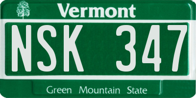 VT license plate NSK347