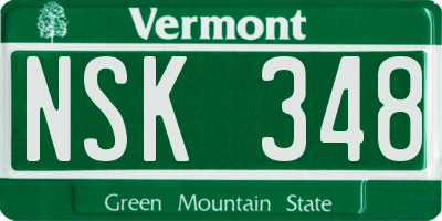 VT license plate NSK348