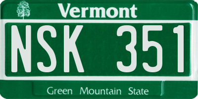 VT license plate NSK351