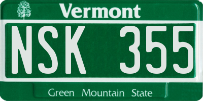 VT license plate NSK355