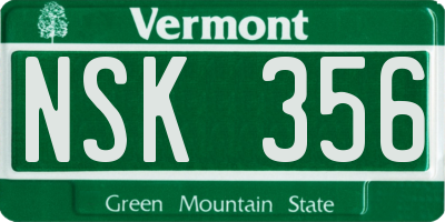 VT license plate NSK356