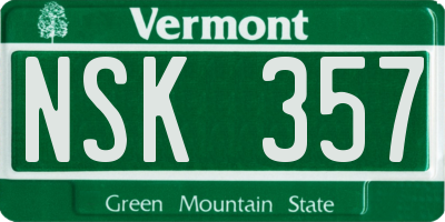 VT license plate NSK357