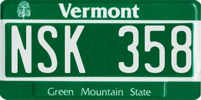 VT license plate NSK358