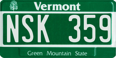 VT license plate NSK359