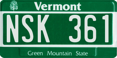 VT license plate NSK361