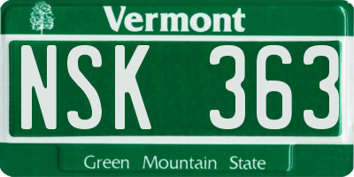 VT license plate NSK363