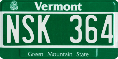 VT license plate NSK364