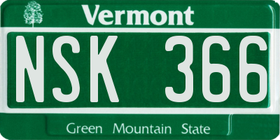 VT license plate NSK366