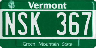 VT license plate NSK367