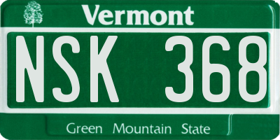 VT license plate NSK368