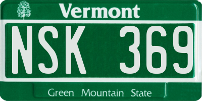 VT license plate NSK369