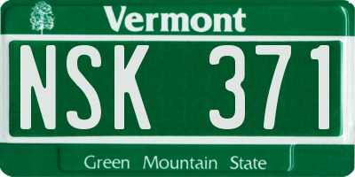 VT license plate NSK371