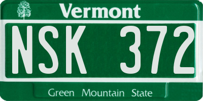 VT license plate NSK372