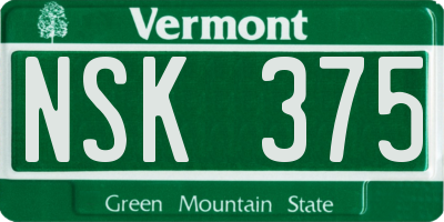 VT license plate NSK375