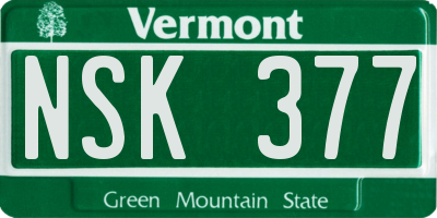 VT license plate NSK377
