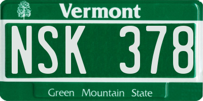 VT license plate NSK378