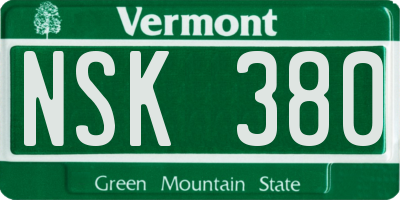 VT license plate NSK380