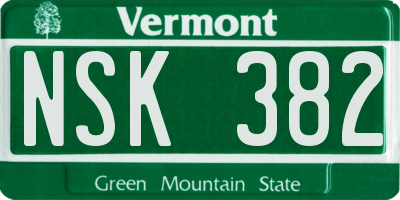 VT license plate NSK382