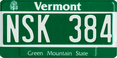 VT license plate NSK384