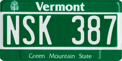 VT license plate NSK387