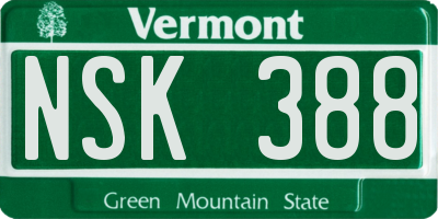 VT license plate NSK388