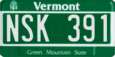 VT license plate NSK391