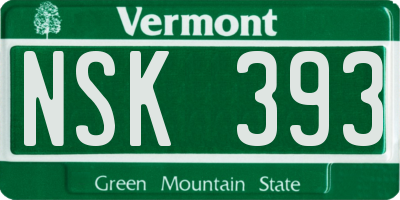 VT license plate NSK393