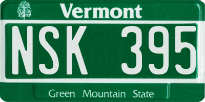 VT license plate NSK395