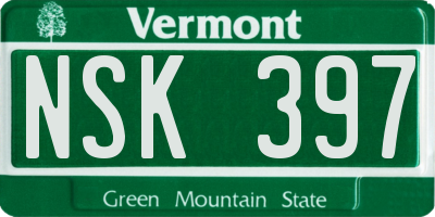 VT license plate NSK397