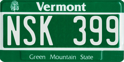 VT license plate NSK399
