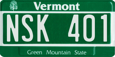 VT license plate NSK401
