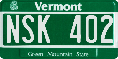 VT license plate NSK402