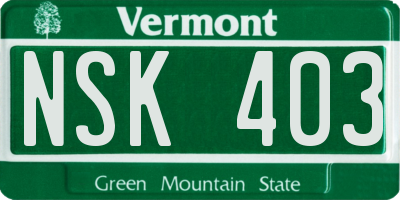 VT license plate NSK403
