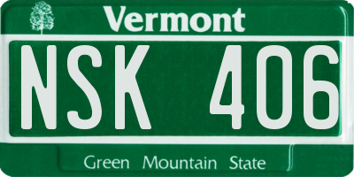 VT license plate NSK406
