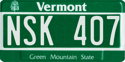 VT license plate NSK407