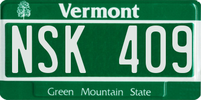 VT license plate NSK409
