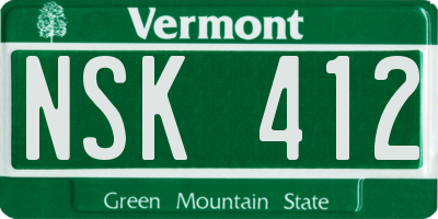 VT license plate NSK412