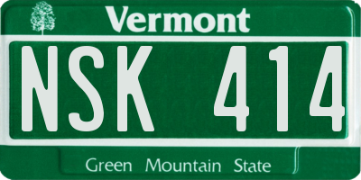 VT license plate NSK414