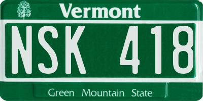 VT license plate NSK418